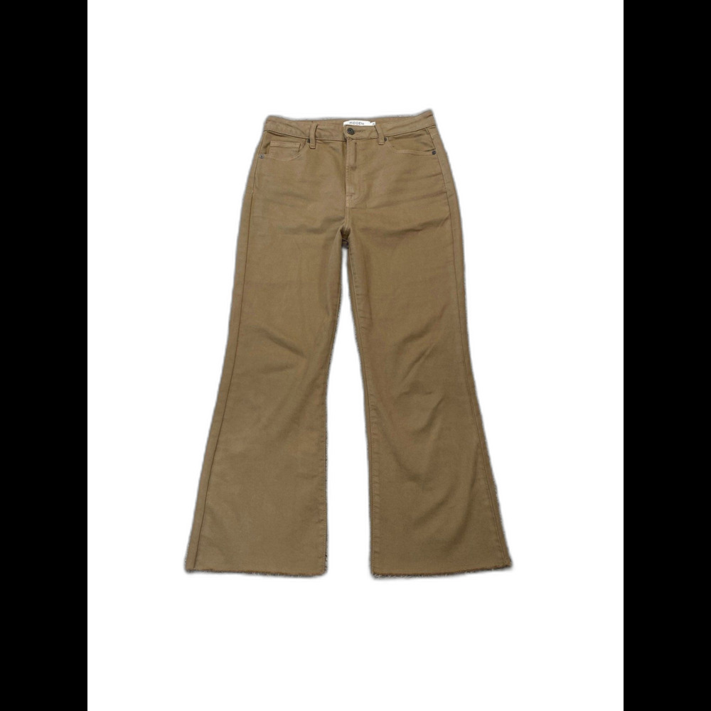 Hidden Happi Ultra High-Rise Crop Flare Raw Hem Brown/Tan Pants/Jeans Size 29